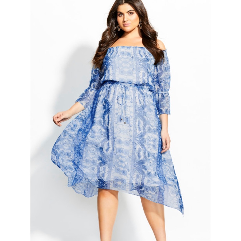 City Chic flowy off shoulder dress